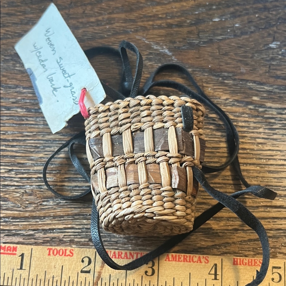 Vintage Northwest Woven Miniature Cedar & Sweet Grass basket necklace